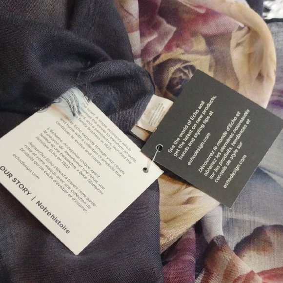 Echo Floral Scarf in Purple and Black - Picture 9 of 9